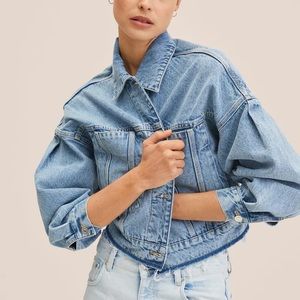 Mango Frayed hem denim jacket